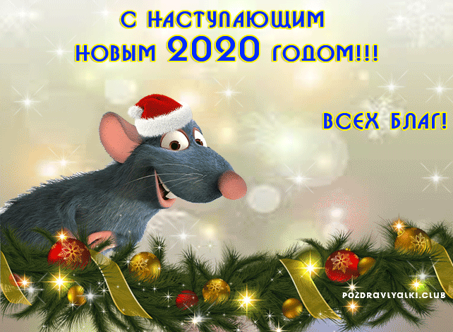 С Наступающим Новым 2020 годом Всех Благ крыса новогодняя гифка gif