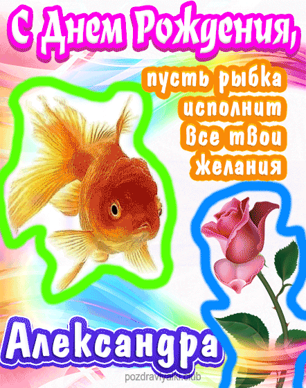 С днем рождения Александра пусть рыбка исполнит все твои желания