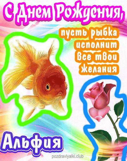 С днем рождения Альфия пусть рыбка исполнит все твои желания