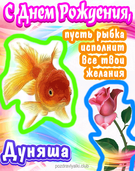 С днем рождения Дуняша пусть рыбка исполнит все твои желания