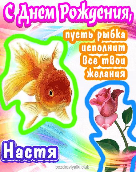 С днем рождения Настя пусть рыбка исполнит все твои желания