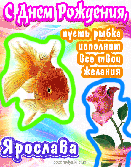 С днем рождения Ярослава пусть рыбка исполнит все твои желания