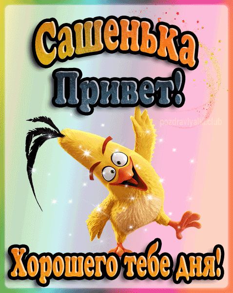 Привет Сашенька хорошего тебе дня открытка гифка